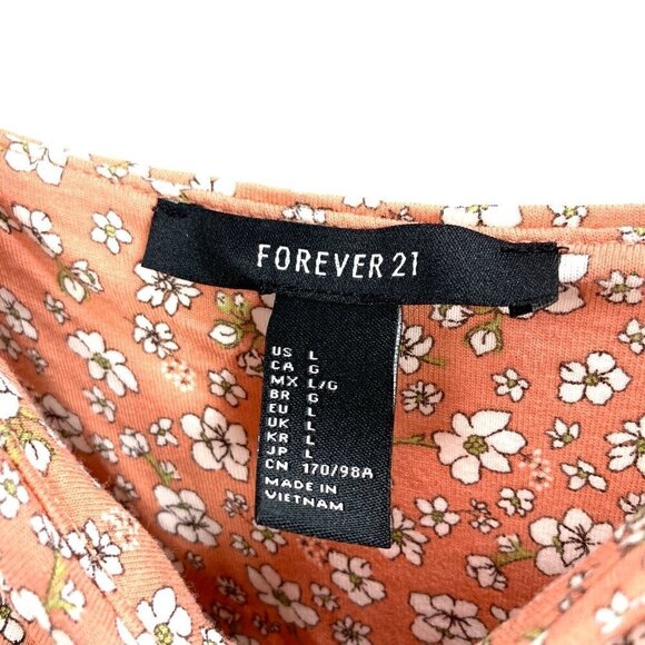 Forever 21 Flutter Strap Floral Mini Slip Dress - Peach/White, Size Large - Picture 3 of 4